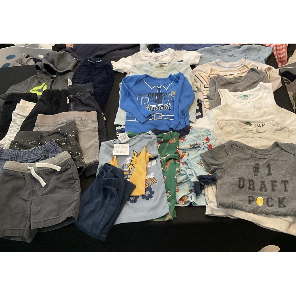 Mixed Brands 26pc Clothes Lot Boys 18M Multicolor Tops Pants Pajamas Shorts
